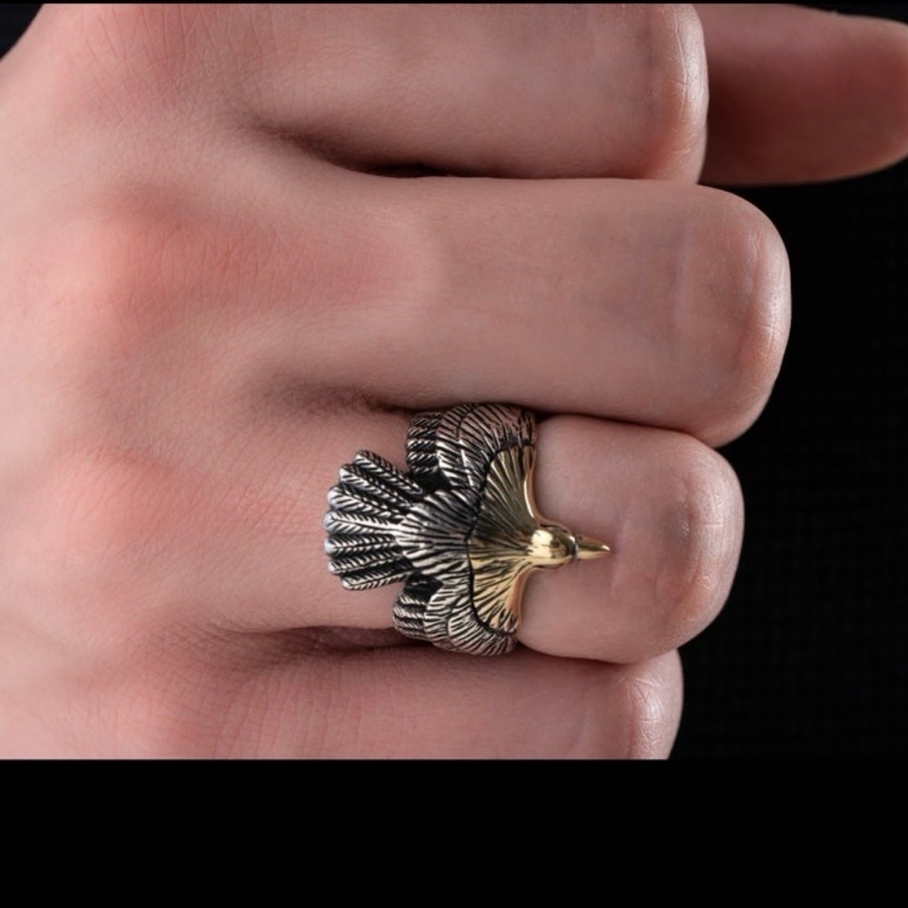 Unisex Eagle Vintage Silver Ring
